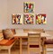 Colorful Music Wall Art Modern Abstract Wall Decor 4 Piece Graffiti Canvas Painting Prints Home Artwork for Bedroom Living Room Decoration Framed Ready to Hang 12"x12"x4